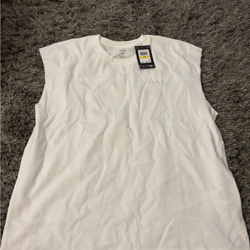 Under Armour UA Icon HW Cotton White Sleeveless T-Shirt, size medium